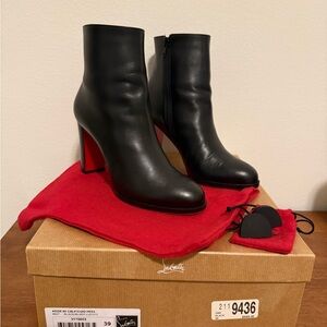 Christian Louboutin Black and Red Heeled Boots